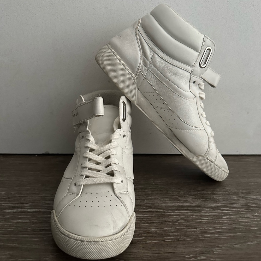 Saint Laurent Distressed High Top Leather Sneaker